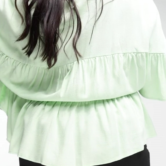 22 • Asos Curve • Tiered Smock Top With Frill Sleeve - Picture 6 of 10